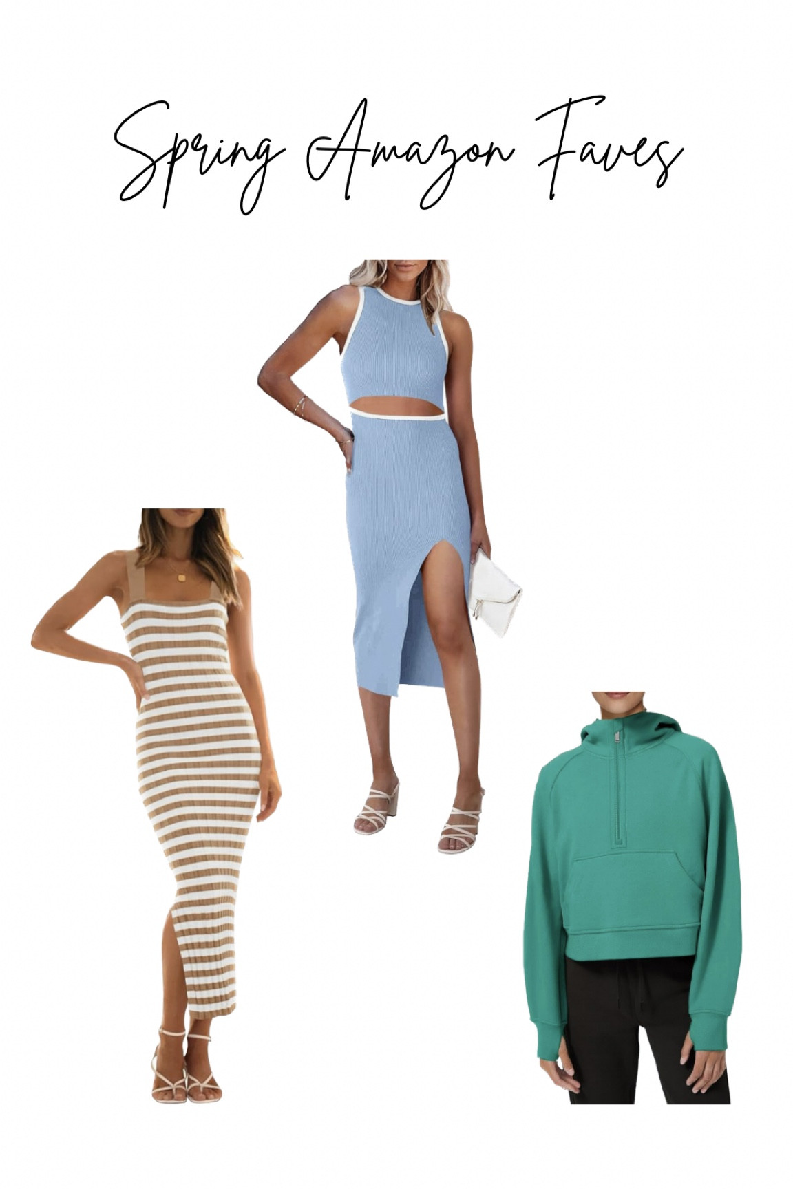 A few spring dresses and a Lululemon Scuba dupe 😍 I’m 5’4, 133 lbs and got a small in all dresses and a medium in the sweatshirt! 

#LTKfindsunder50 #LTKSeasonal