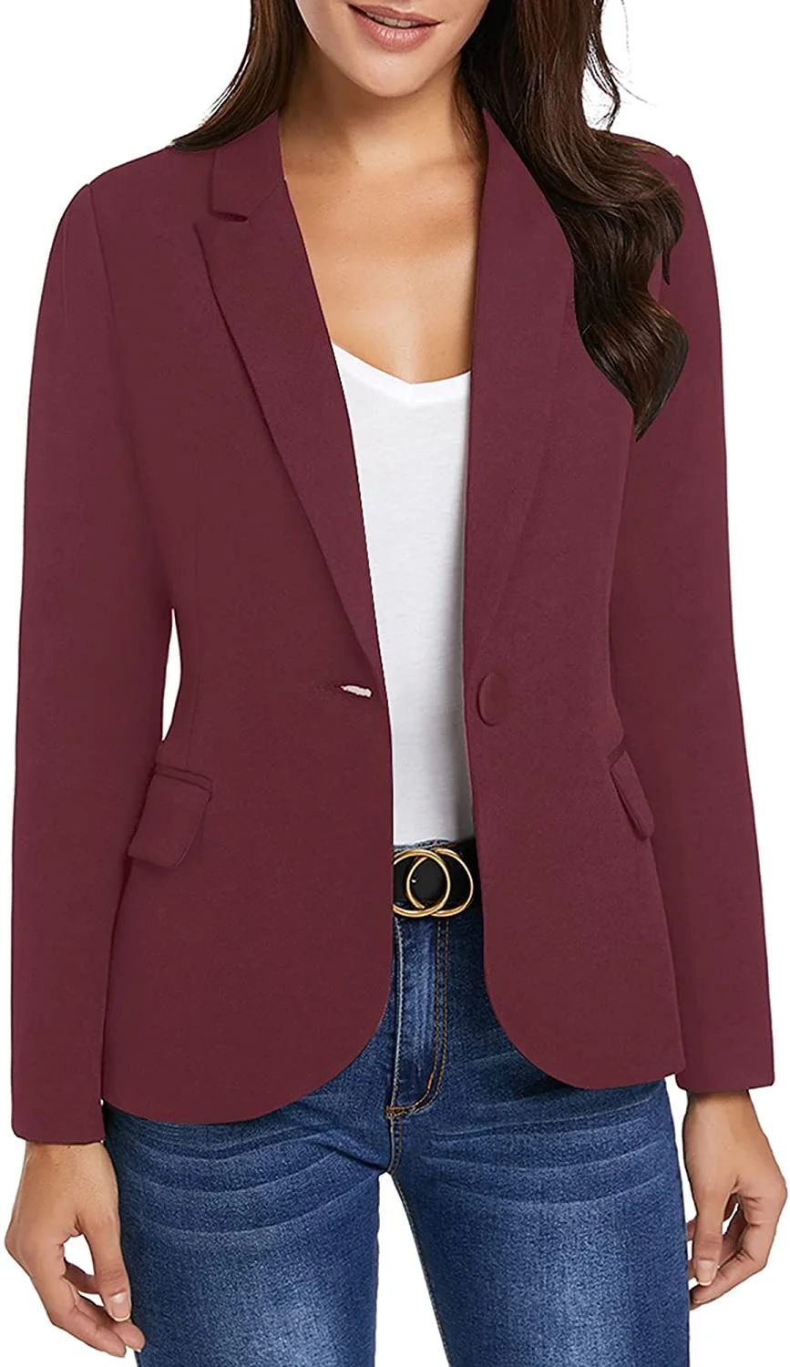 luvamia Womens Business Casual Blazer Work Office Coats Pocket Back Slit Jacket Suit, Size S-2XL | Walmart (US)