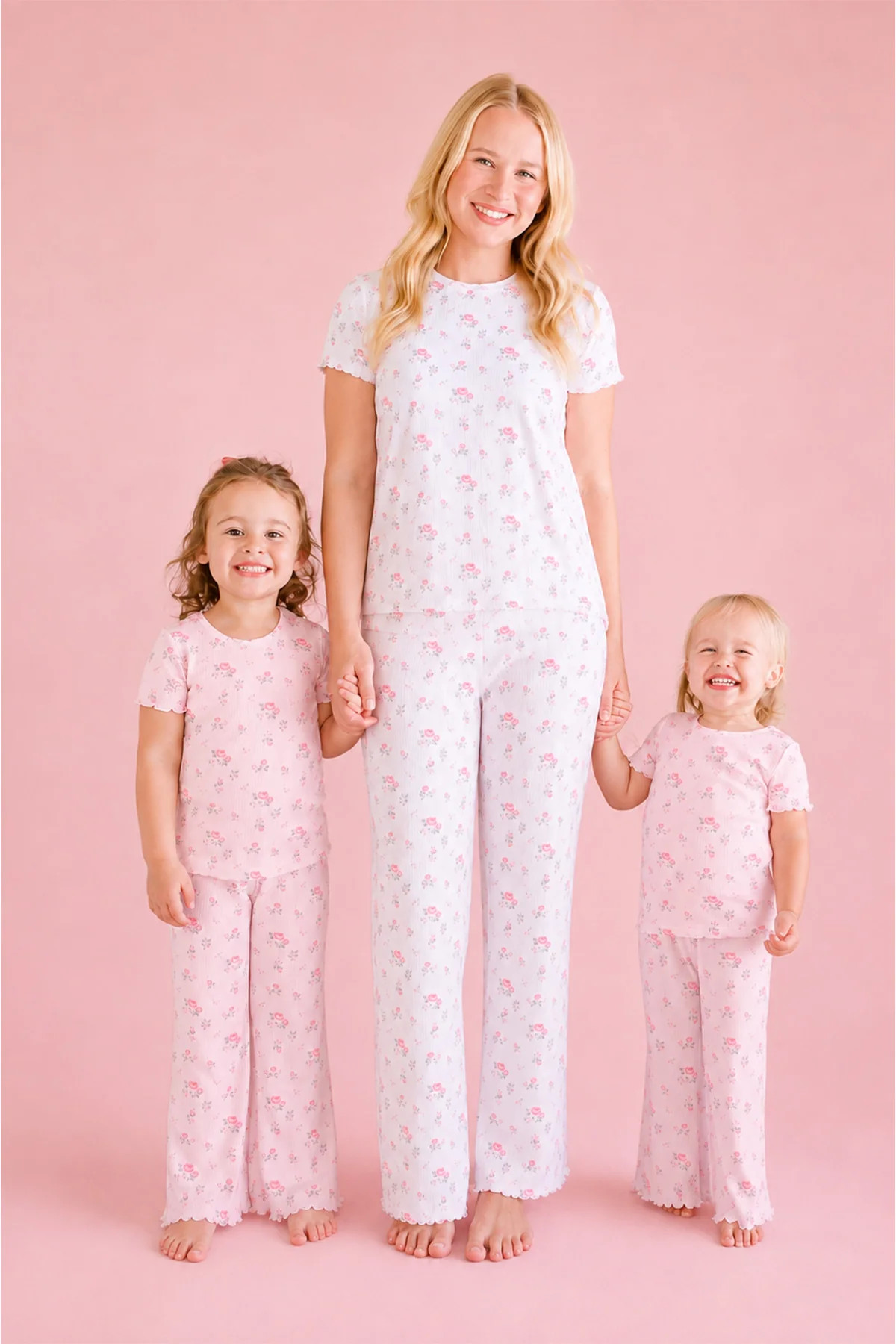 Women's Two-Piece Pointelle Flare Lounge Set | Rose Garden White | Caden Lane