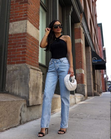 Chic summer outfit
Black halter top
Abercrombie straight leg jeans

#LTKFindsUnder50 #LTKStyleTip #LTKFindsUnder100