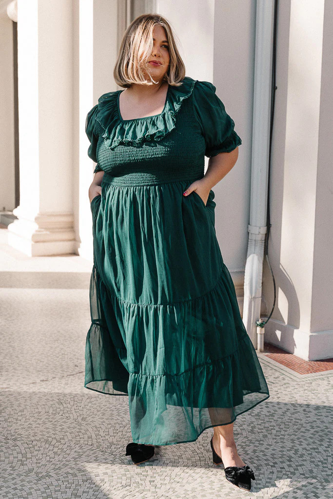 Gracie Dress in Emerald Chiffon - FINAL SALE | Ivy City Co