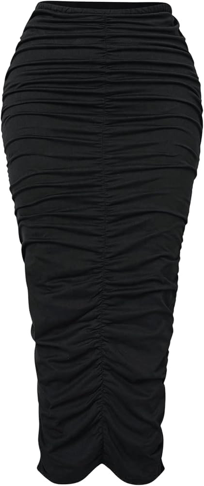 GORGLITTER Women's Ruched Pencil High Waisted Business Casual Maxi Skirts | Amazon (US)