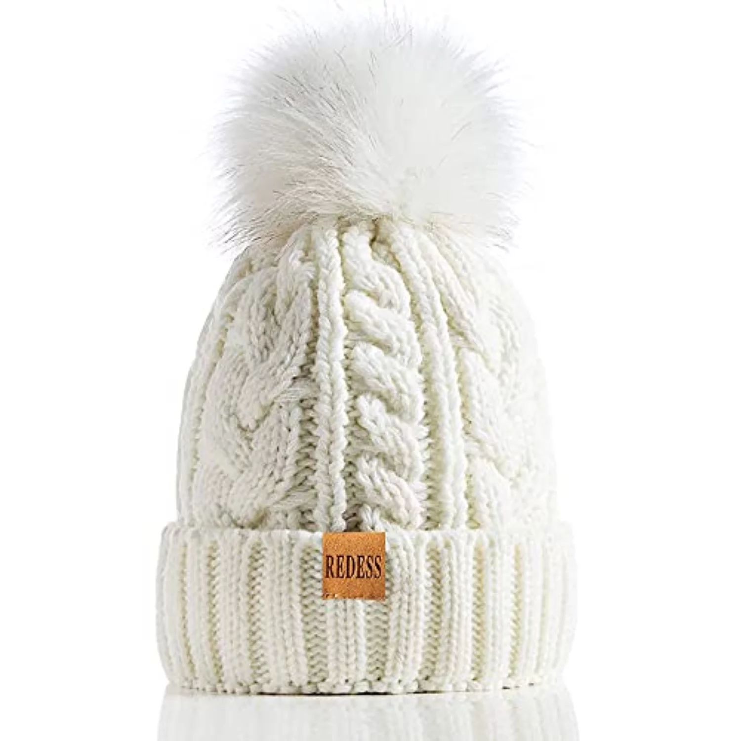 REDESS Women Winter Pompom Beanie Hat with Warm Fleece Lined, Thick Slouchy Snow Knit Skull Ski C... | Walmart (US)