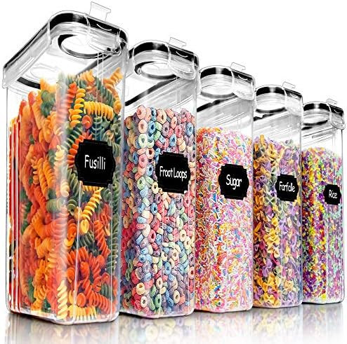 5PCS Cereal Containers Storage Set, PRAKI BPA Free Airtight Food Storage Container Set with Lids,... | Amazon (US)
