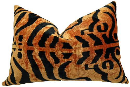 CANVELLO Handmade Velvet Throw Pillow – 16x24 Inch Tiger Print Pattern with Down Feather Insert – Luxury Decorative Cushion for Sofa, Couch, or Bed | Amazon (US)