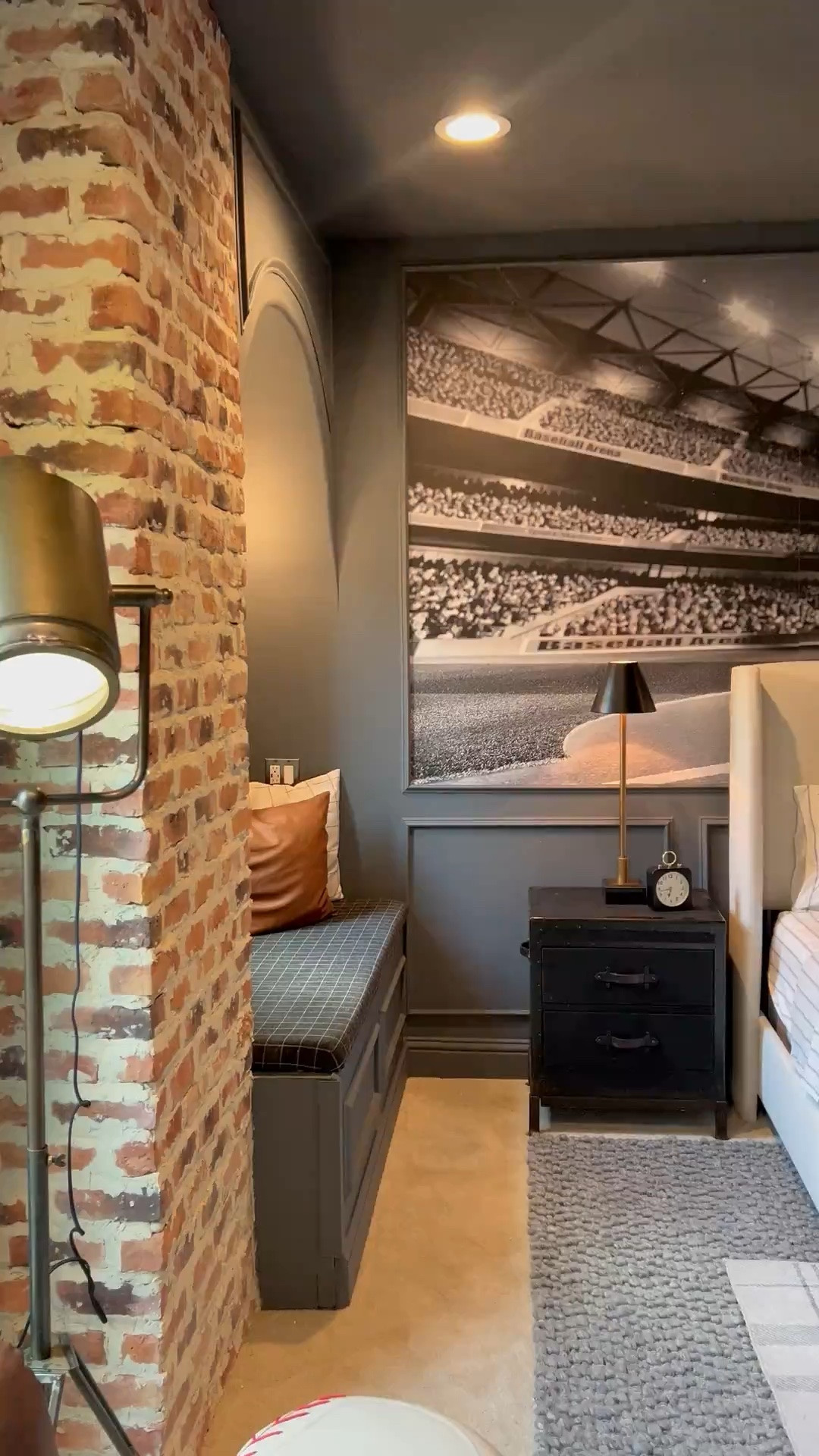 Sharing some boys bedroom inspiration for anyone wanting a more elevated look. The moody walls, neutral bedding, and sporty details make this room feel custom designed.

#LTKSeasonal #LTKHome