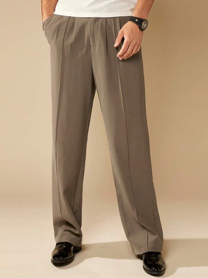 Manfinity Homme Men Solid Slant Pocket Suit Pants | SHEIN