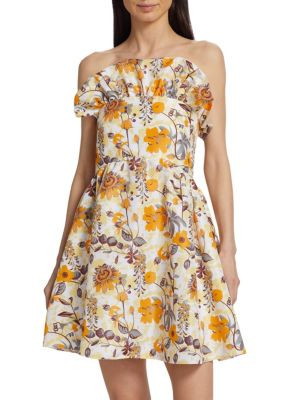Kika Vargas Emily Floral Ruffle Mini Dress on SALE | Saks OFF 5TH | Saks Fifth Avenue OFF 5TH