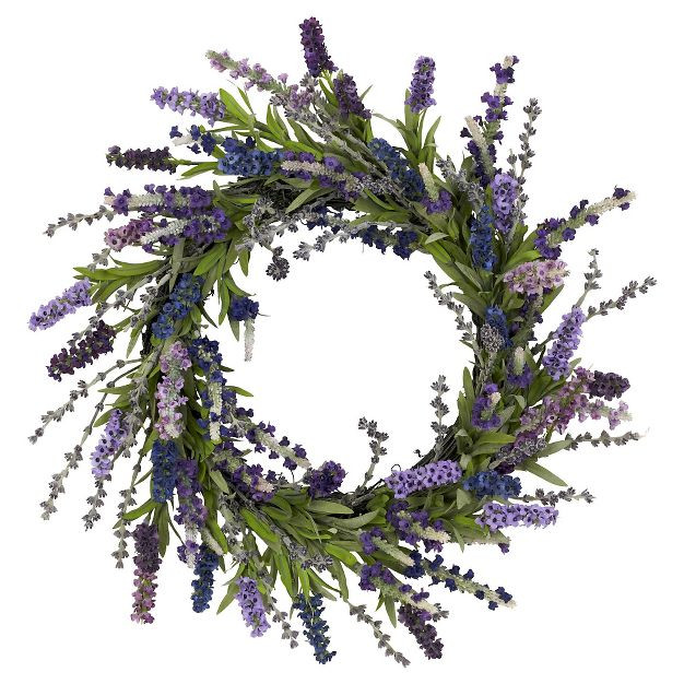 Nearly Natural Lavender Wreath Purple (20") | Target