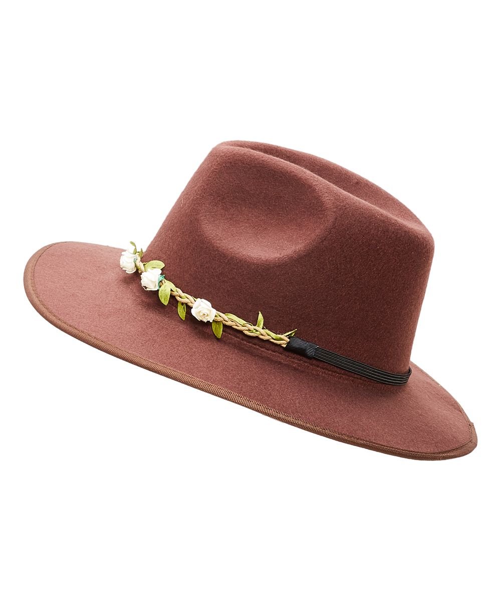 Jeanne Simmons Accessories Women's Fedoras mocha - Chocolate Rose-Accent Fedora | Zulily