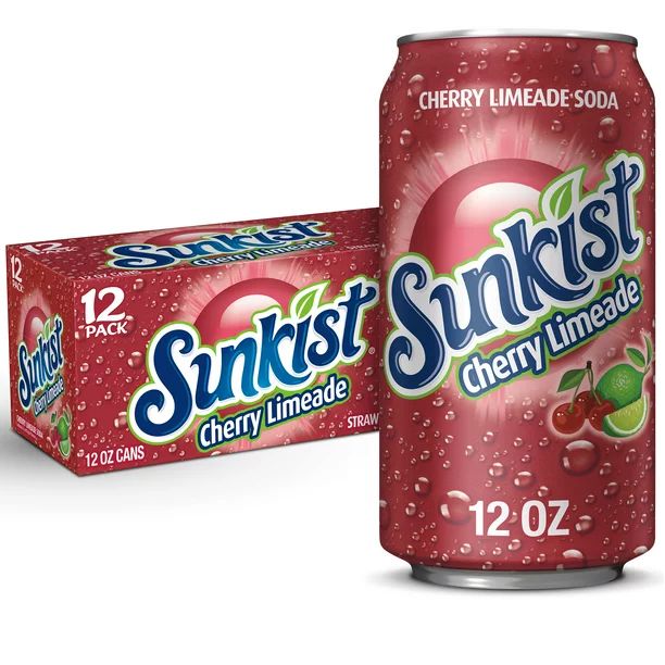 Sunkist Cherry Limeade Soda, 12 Fl Oz Cans, 12 Pack | Walmart (US)