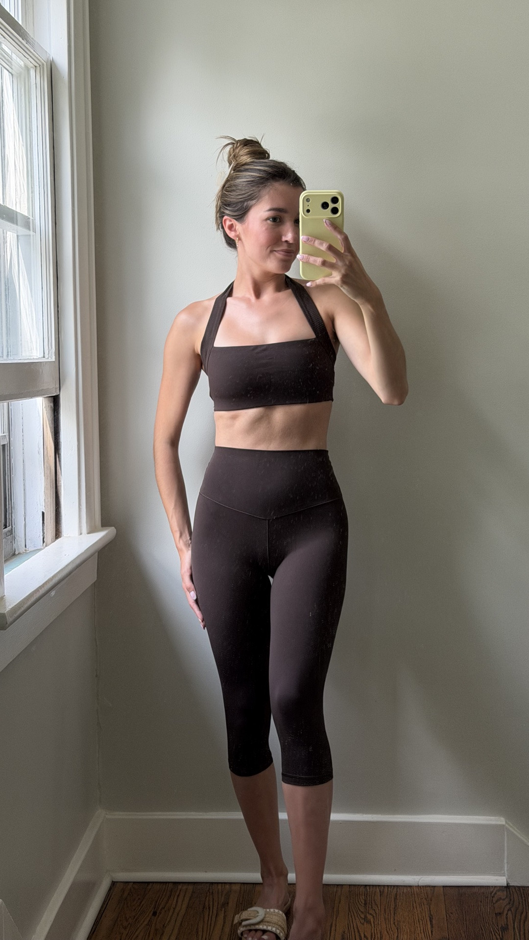 halter sports bra and capri leggings!(wearing size S in both) @Aerie @ae

#LTKmorningroutine #LTKActive #LTKSaleAlert