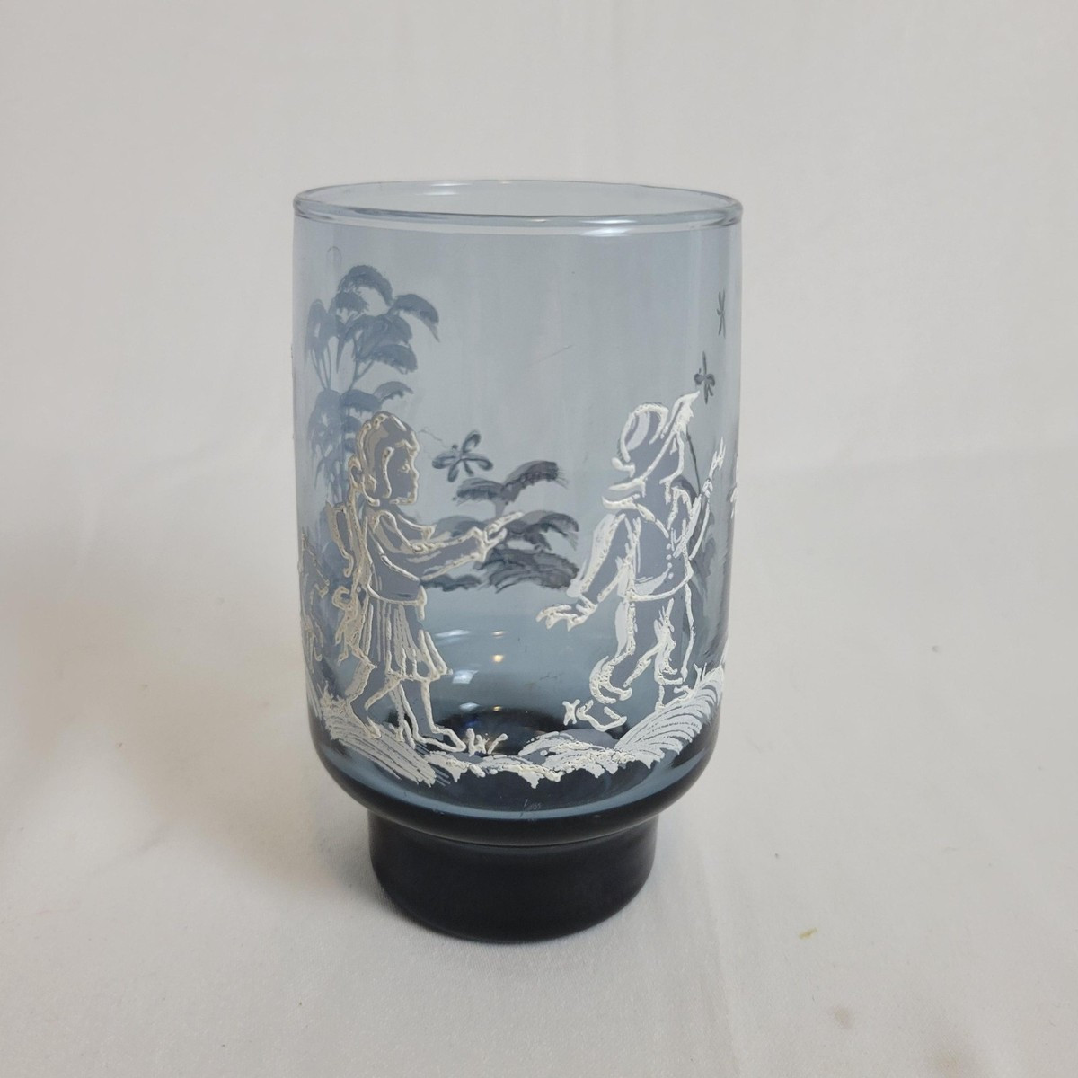 VTG Mary Gregory 4.5 Tumbler Libbey Glass Smoky Blue Boy Girl Dog Raised Scene | eBay | eBay US