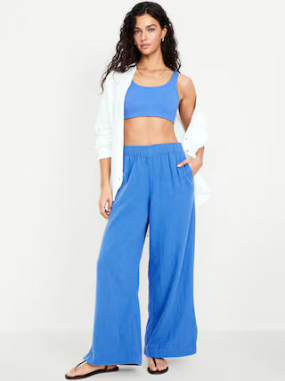 High-Waisted Crinkle Gauze Wide-Leg Pants | Old Navy | Old Navy (US)