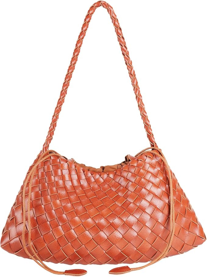 Basket Woven Handbag, Woven Shoulder Bag Cute Hobo Purse Tote Handbag | Amazon (US)