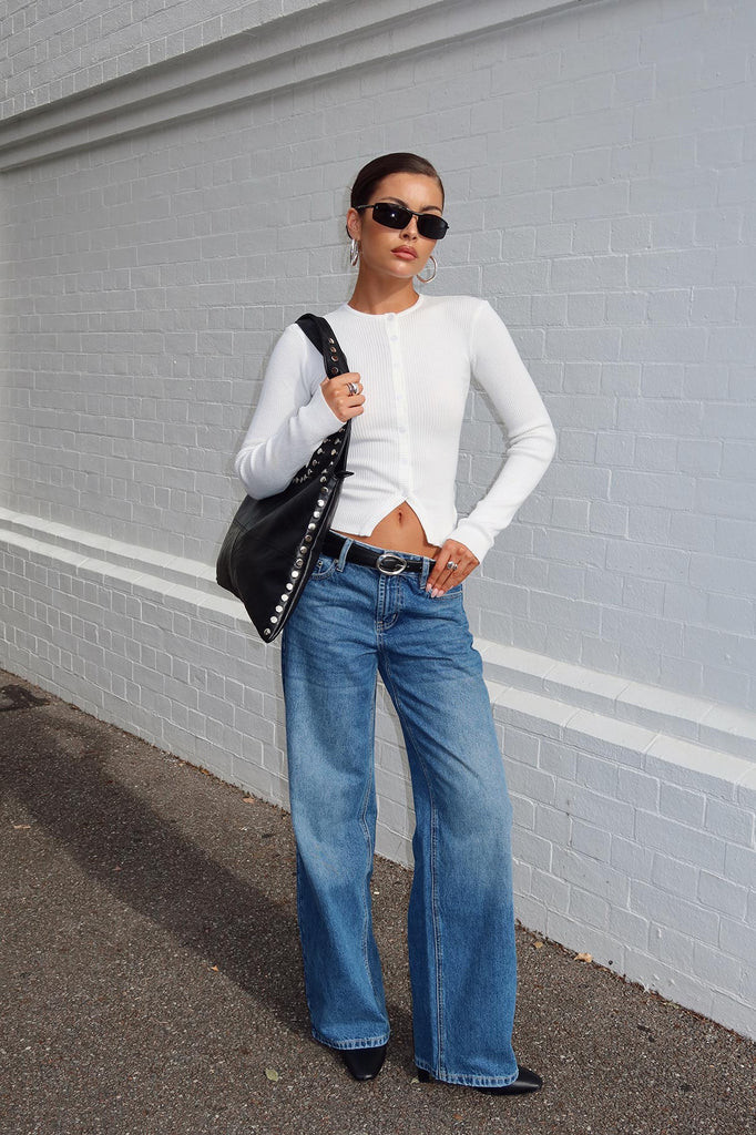 Serenitia Mid Rise Relaxed Jeans Mid Blue Wash | Princess Polly US