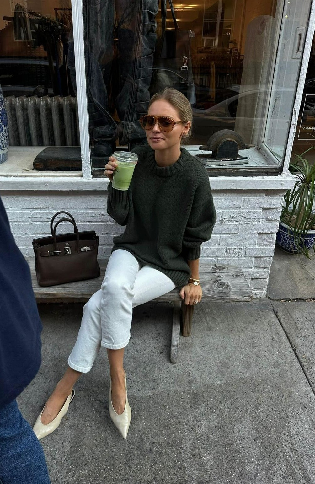 Winter Outfit, Jeanerica Jeans, Massimo Dutti, Ballet Flats, COS, Cashmere Jumper, Jacques Marie Mage Sunglasses 

 #LTKMostLoved #LTKSeasonal #LTKStyleTip