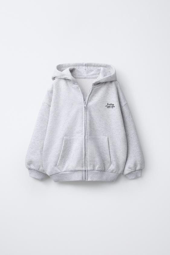 ZIP-UP SLOGAN HOODIE | Zara UK
