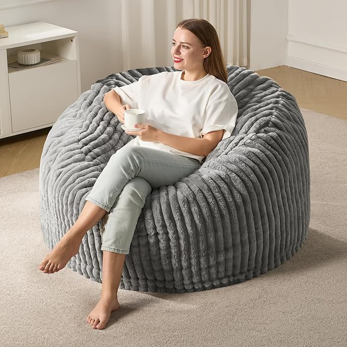 Hobestluk 4ft Bean Bag Chairs for Adults Large Beanbag Chair with Dutch Corded Plush Cover Big Be... | Amazon (US)