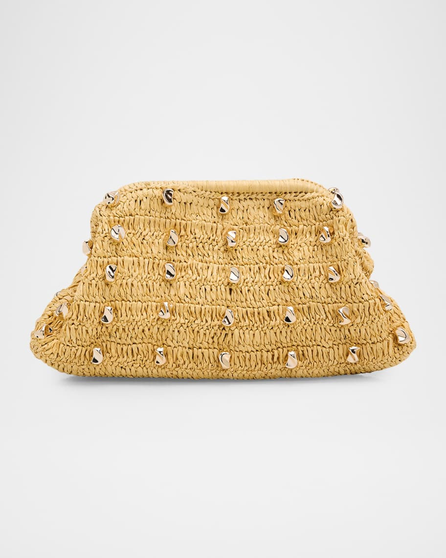 Gaila Studded Raffia Clutch Bag | Neiman Marcus