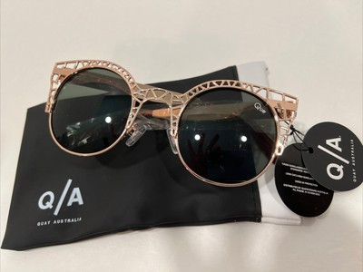 QUAY FLEUR GOLD/GREEN CAT 100% UV PROTECTION SUNGLASSES Round AUSTRALIA NEW ￼ | eBay US