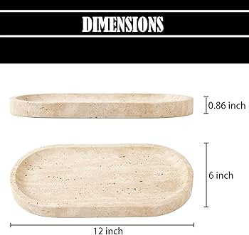 Denique Natural Travertine Tray, 12" Vanity Tray Oval Decorative Tray, Countertop Organizer for P... | Amazon (US)