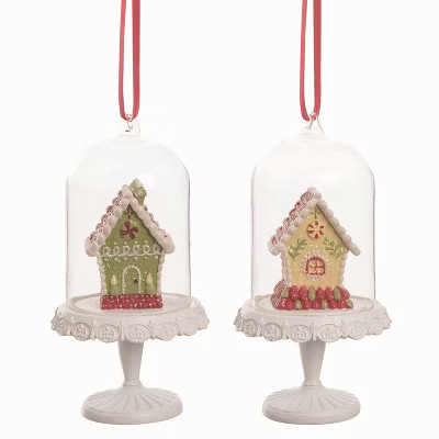 Transpac Gingerbread Cloche Ornament Set of 2 Christmas Tree Decorations Festive Home Decor | Target