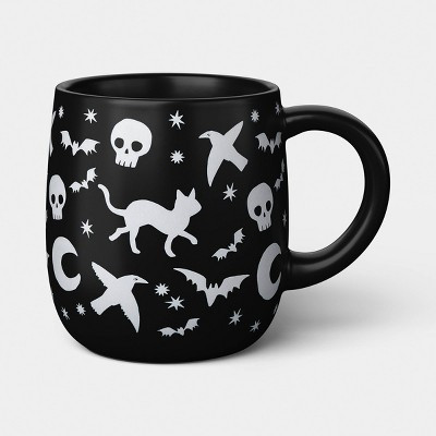 15 fl oz Stoneware Black Decal Skulls/Cats/Bats Mug - Hyde and EEK! Boutique™ | Target