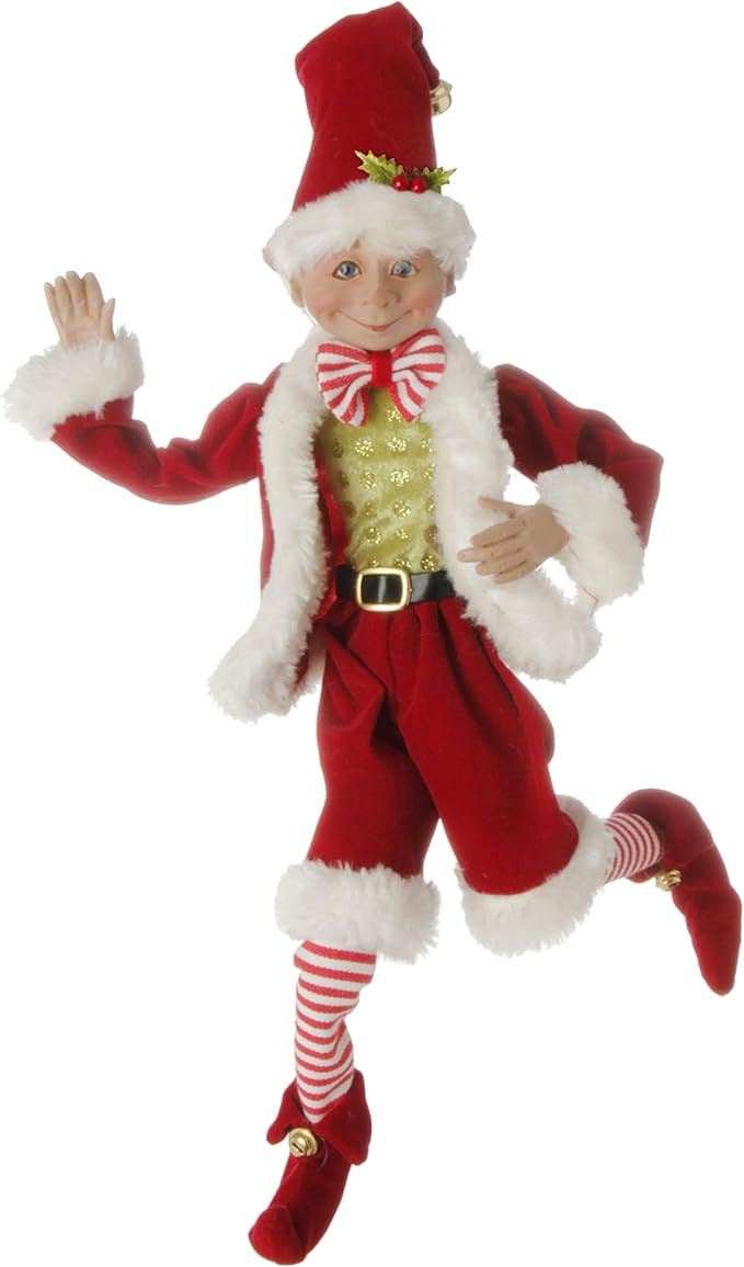 16 inch Posable Elf in Santa Outfit Christmas Decor by Raz Imports | Amazon (US)