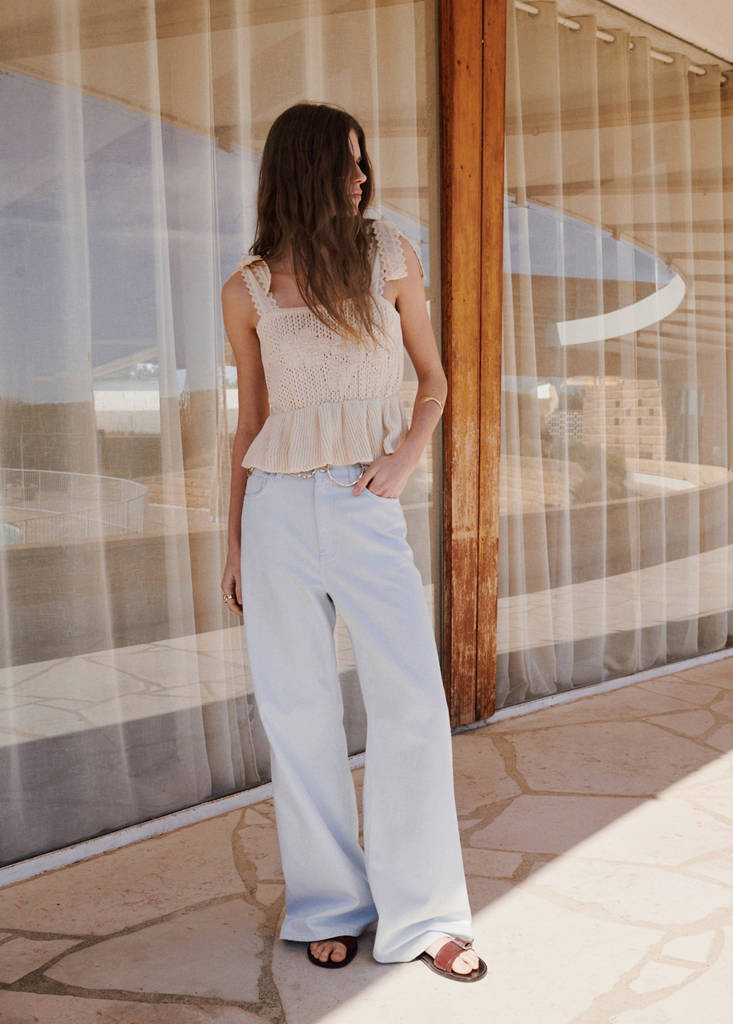 Wide leg mid-rise jeans sky blue - Woman - 0 - MANGO | Mango (US/MX/AU)
