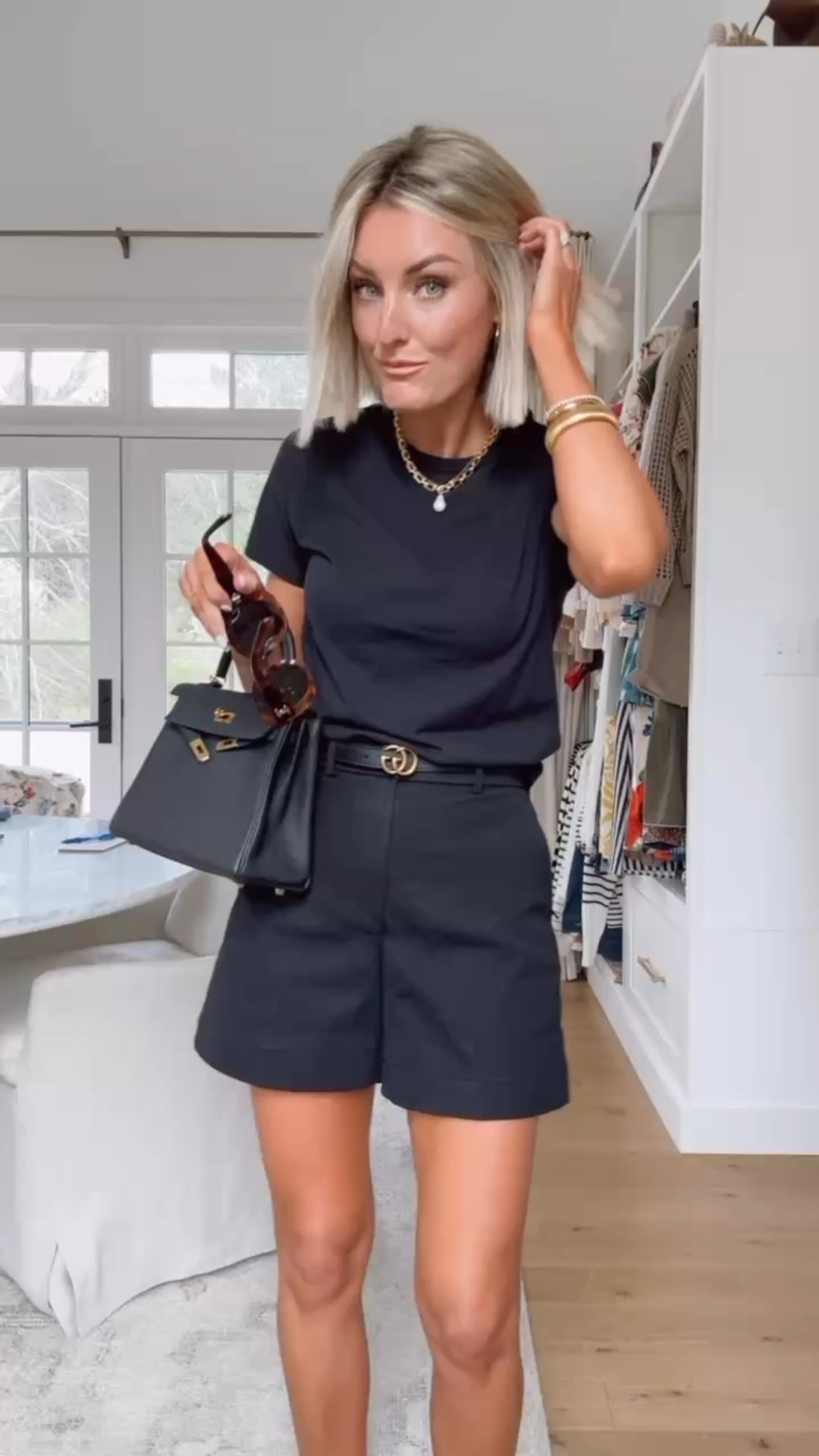 Such an easy classic outfit to wear this spring! These tailored shorts are part of the LTK spring sale and are 20% off with my code LTKSPANX. Wearing an XS. 

Loverly Grey, black tailored shorts outfit ideas, black tee outfit ideas, all black outfit, spring outfit ideas 

#LTKSpringSale #LTKSaleAlert #LTKStyleTip