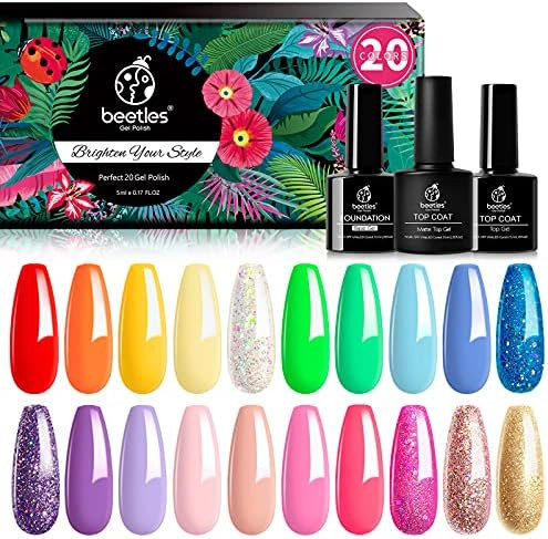 Beetles Pack of 20 Colors Rainbow Summer Gel Nail Polish Kit, Soak Off LED Lamp Gel Nail Polish Set  | Amazon (US)