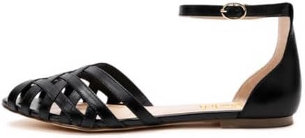 miss left Women Fashion Caged Peep Toe Flat Sandals Ankle Strap Buckle Comfy Insole Daily Casual ... | Amazon (US)