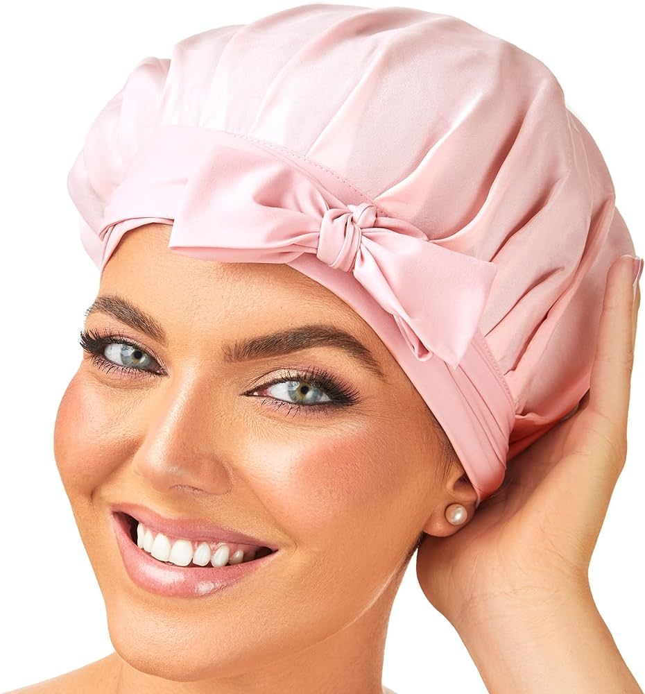 Silk Bonnet 100% Mulberry Silk Sleep Cap Breathable & Adjustable Sleeping Caps Silk Hair Wrap Wom... | Amazon (US)
