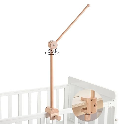 HI BABY MONMENT Crib Mobile Arm - Rotating Baby Mobile Hanger, Natural Beech Wood, Mobile Stand for Crib Nursery Decor, Perfect for Baby Girl or Boys | Amazon (US)