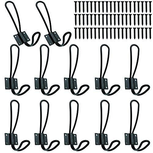 Rustic Entryway Hooks-12 Pack Farmhouse Hooks with Metal Screws Included,Black Decorative Wall Mount | Amazon (US)