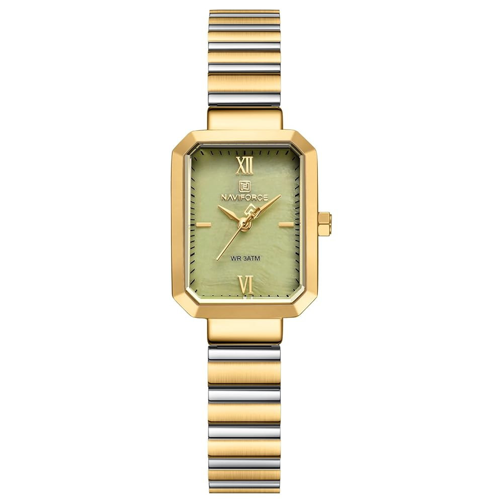 NAVIFORCE Woman Simple Retro Style Bracelet Stainless Steel Watches, Vintage Rectangular Case Wat... | Amazon (US)