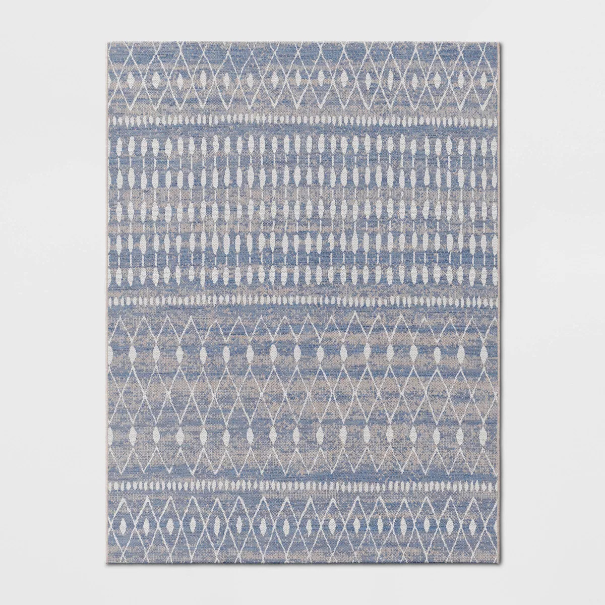 5'3"x7' Neutral Moroccan Rectangular Woven Indoor Outdoor Area Rug Blue - Threshold™: UV & Stai... | Target