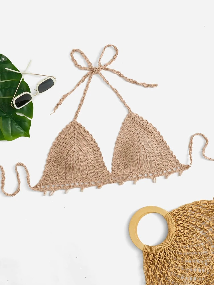 Plus Crochet Halter Cover Up Top | SHEIN