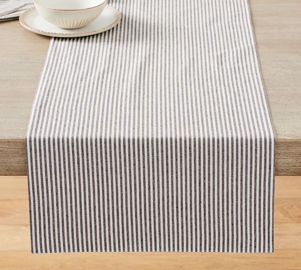 Wheaton Striped Linen/Cotton Table Runner | Pottery Barn (US)