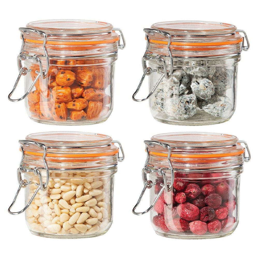 Oggi 4 Piece Airtight Glass Canister Set with Clamp Lids and Silicone Gaskets | Target