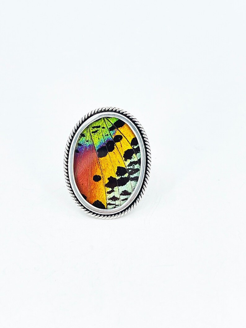 real butterfly wing rings, handmade with 950 silver, adjustable size | Etsy (US)