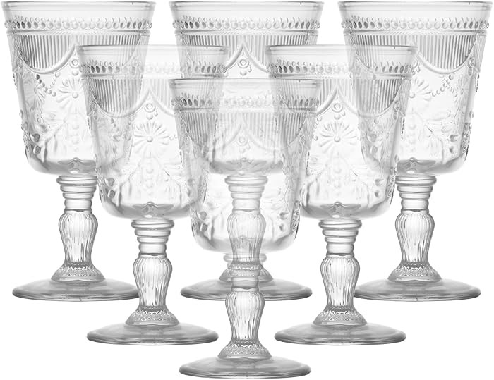 FORTESSA Debutante Vintage Themed Glassware, 10 Ounce Water Goblets (Set of 6), Dishwasher-Safe W... | Amazon (US)