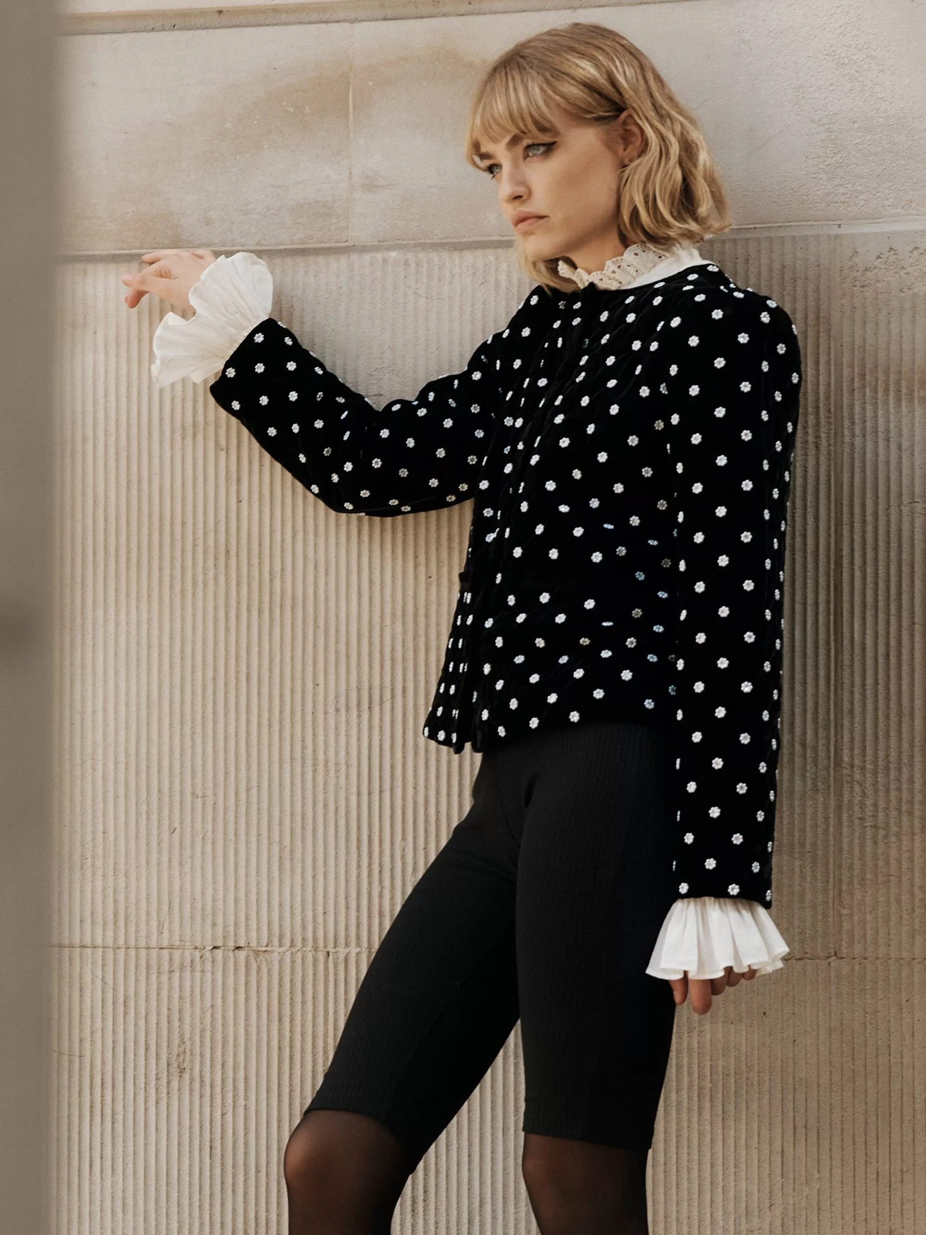 Queens of archive Kitty Embellished Jacket, Black/White | John Lewis (UK)