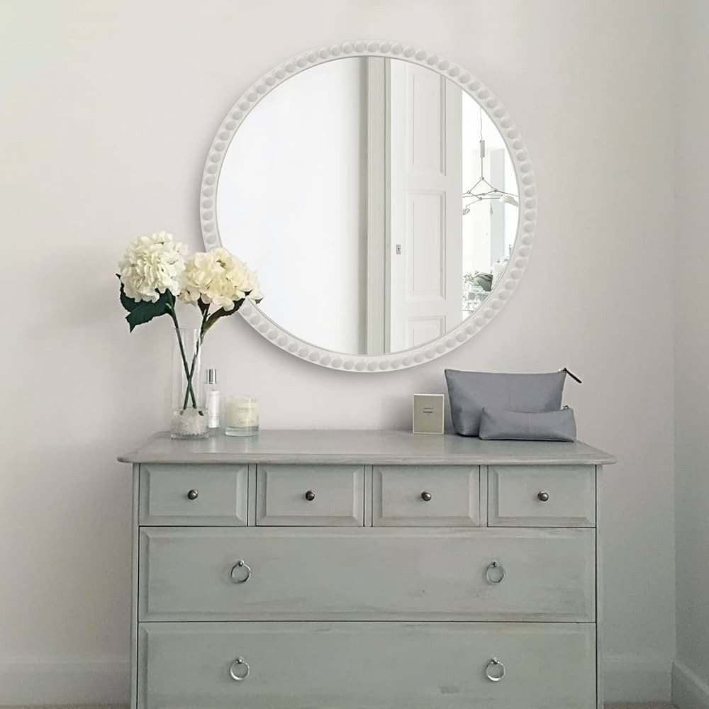 WallBeyond Round Mirrors for Wall Decor, 30 inch Wall Mirror Decorative with Beaded Framed for Ho... | Amazon (US)