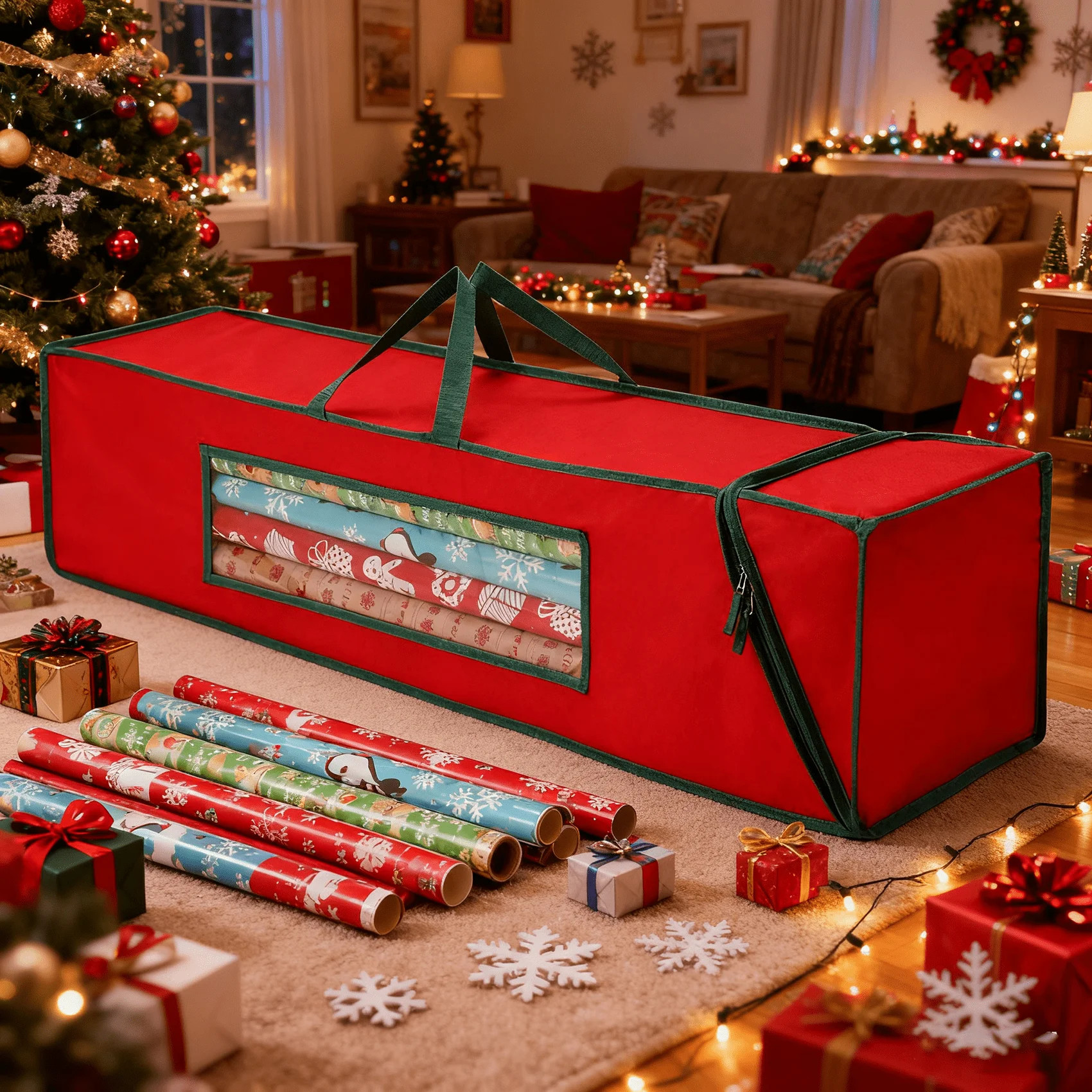 Magicfly Wrapping Paper Storage Bag ,600D Oxford Organizer for Christmas Gift, 42 x 10 x 10 inch | Walmart (US)