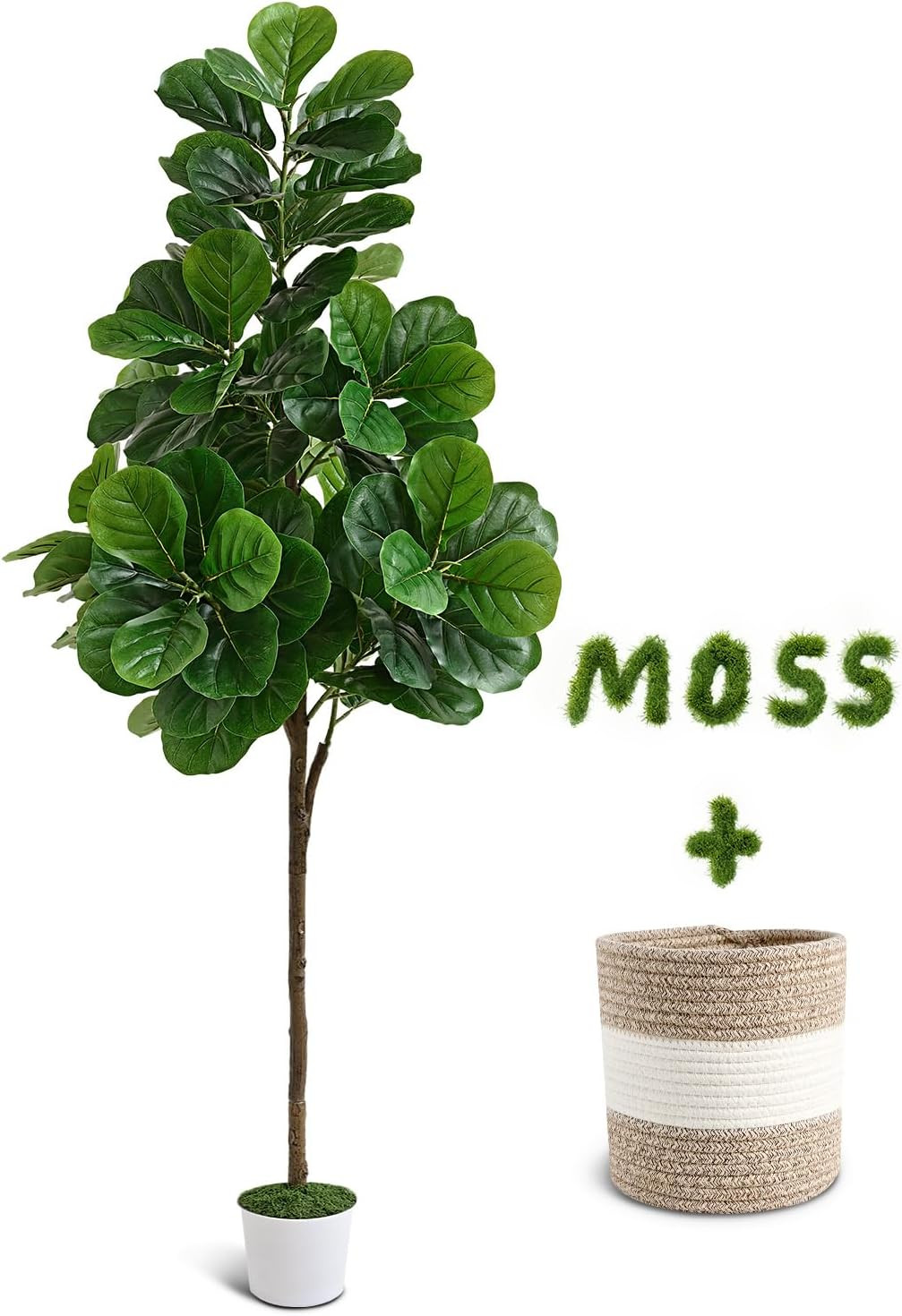 6FT Artificial Fiddle Leaf Fig Tree with Planter & Woven Basket | Amazon (US)