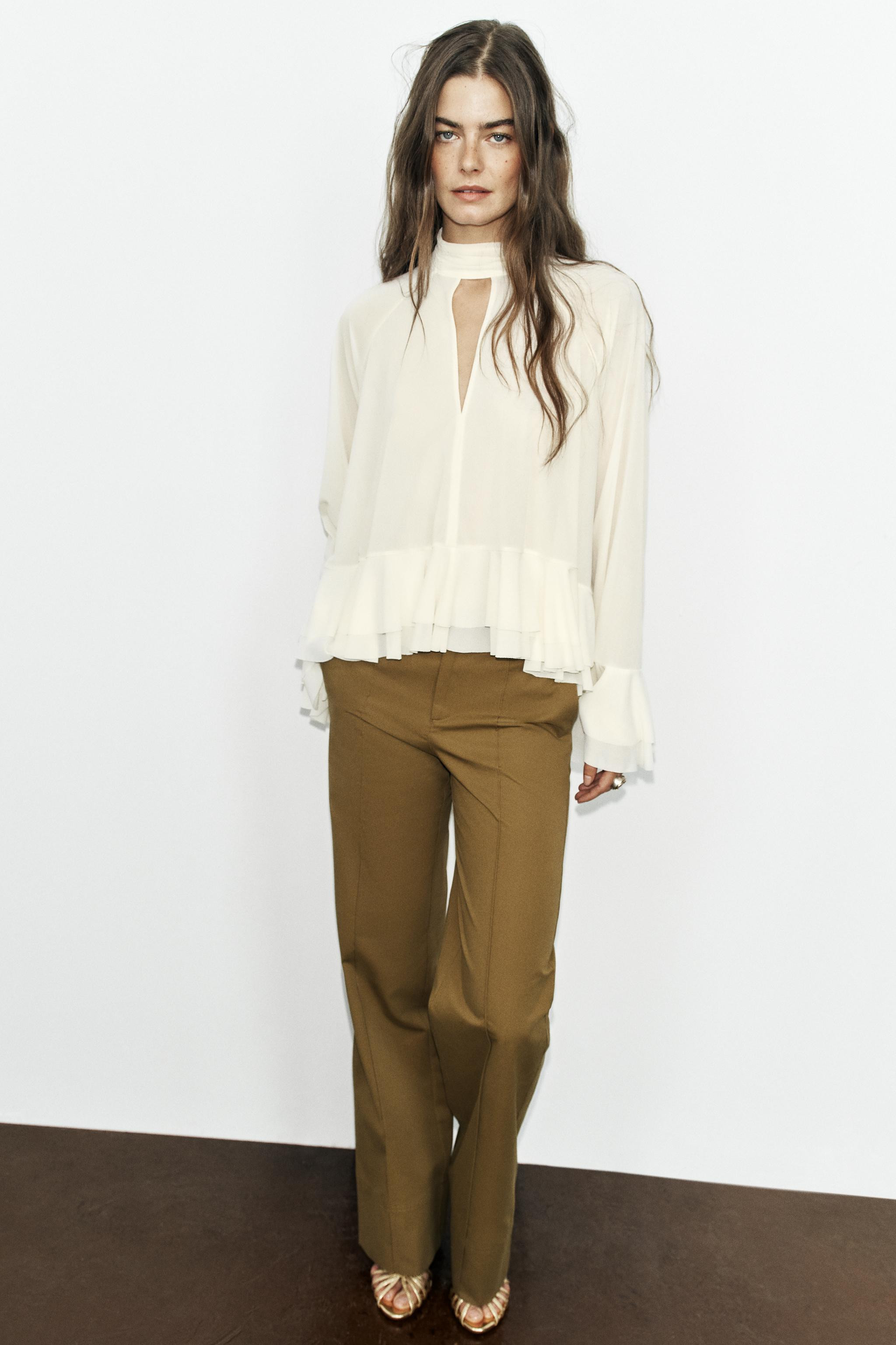 HIGH NECK RUFFLED TOP | Zara UK