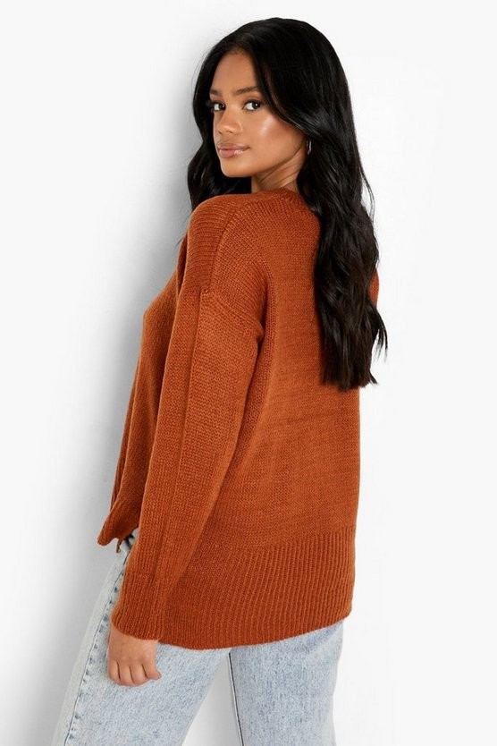Side Split Slouchy Jumper | Boohoo.com (US & CA)