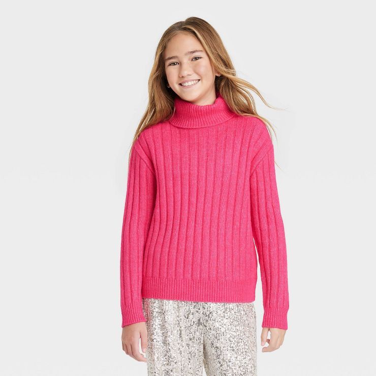 Girls' Ribbed Turtleneck Sweater - art class™ | Target
